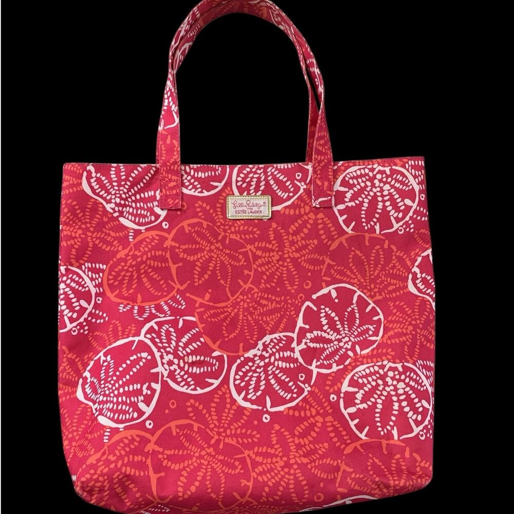 Lilly Pulitzer Estee Lauder Tote Bag Pink Multicolor Floral Design 17" X 16"